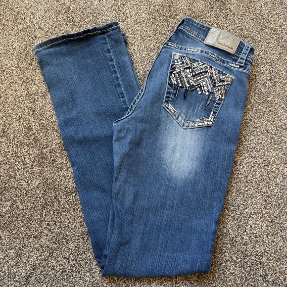 Grace in LA Denim - Grace in LA Women’s Jeans Size 30 Bootcut Embroidered Pocket Blue Denim